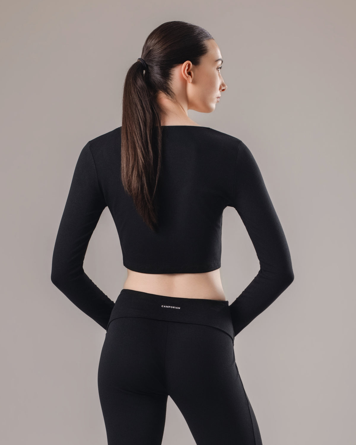Ease Buttoned Long Sleeve Top - Black