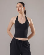 Soft Lounge Halter Tank Top - Black