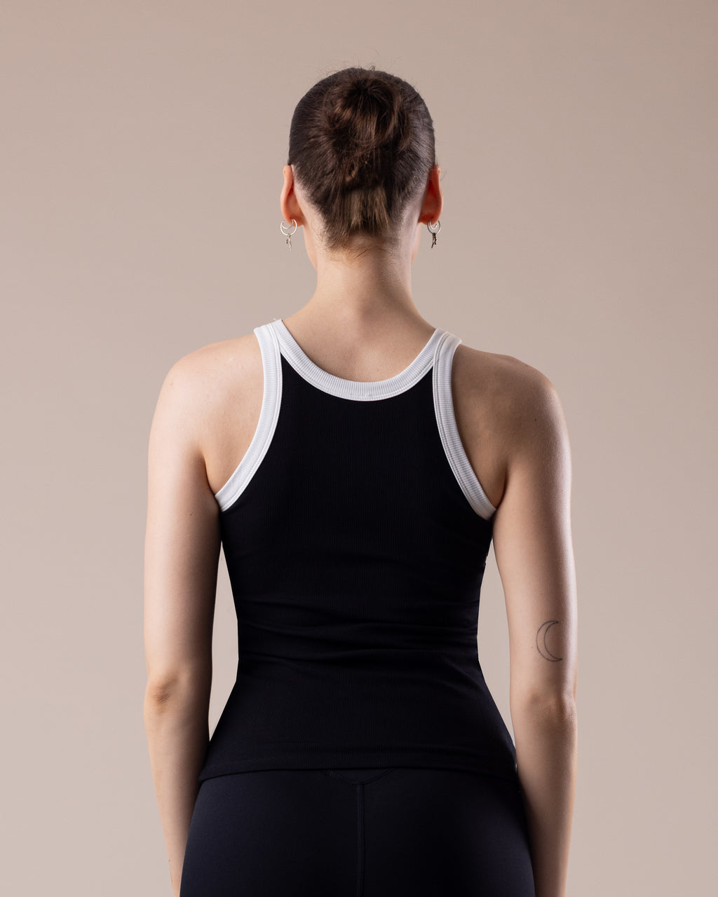 Contrast Rib Tank - Black
