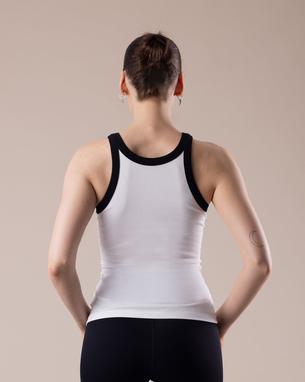 Contrast Rib Tank - White