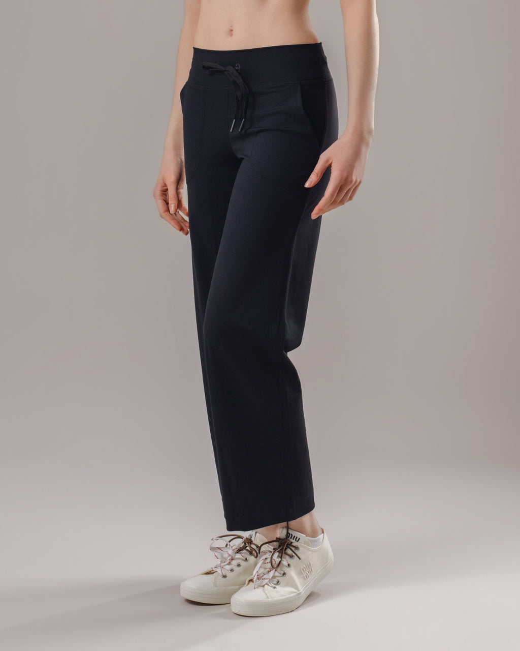 Drawstring Yoga Pants - Black