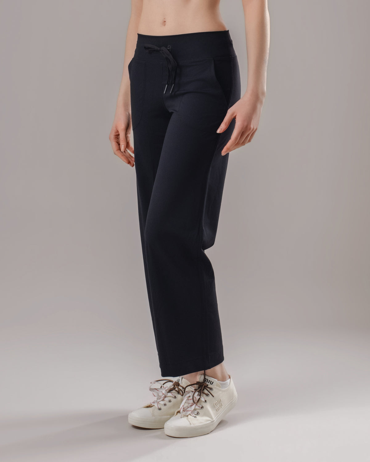 Drawstring Yoga Pants - Black