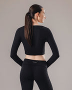 Ease Buttoned Long Sleeve Top - Black