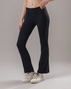 High-Waist Flared Pocket Leggings - Black