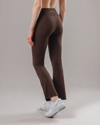High-Waist Flared Pocket Leggings - Chocolate