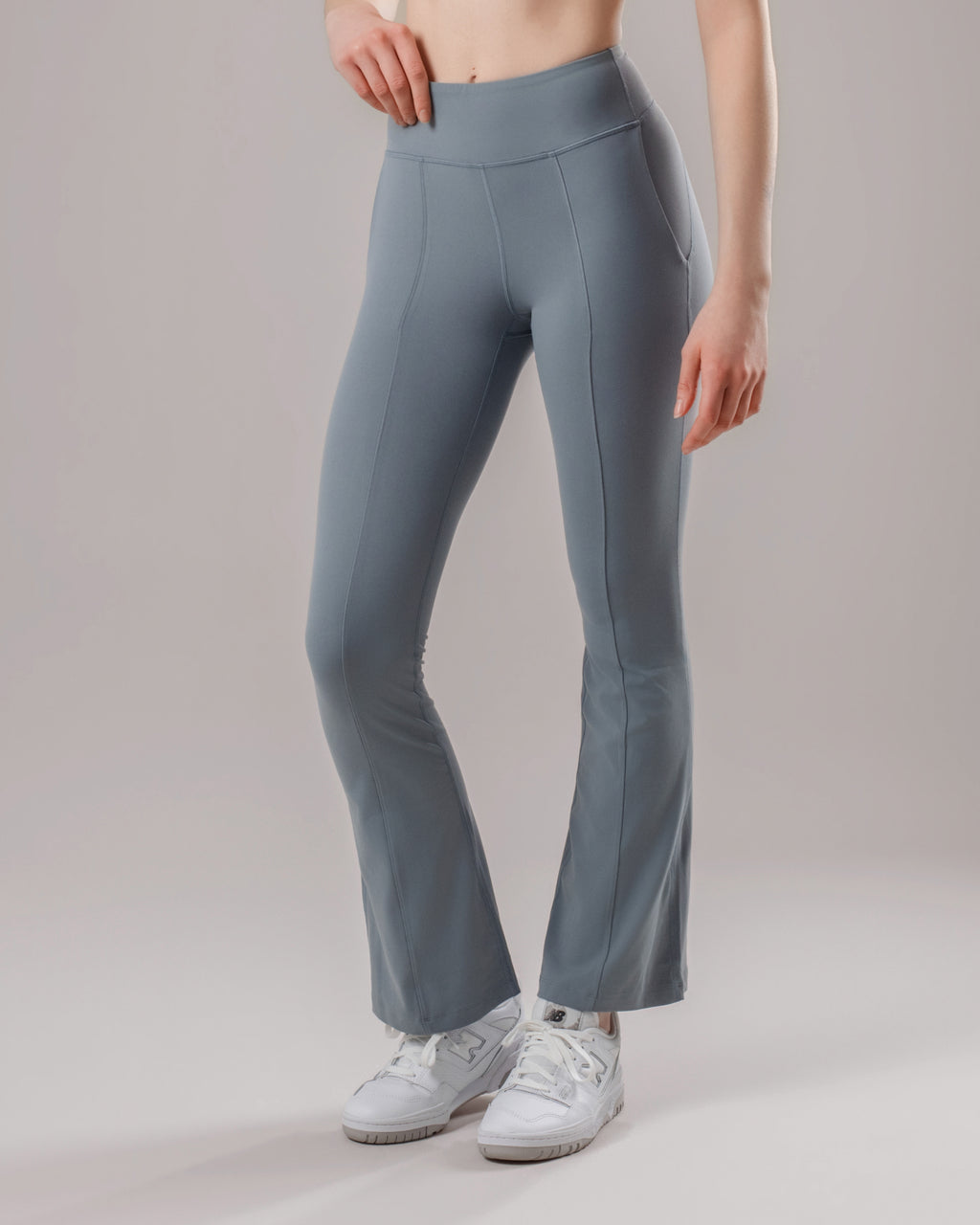 High-Waist Flared Pocket Leggings - Powder Blue