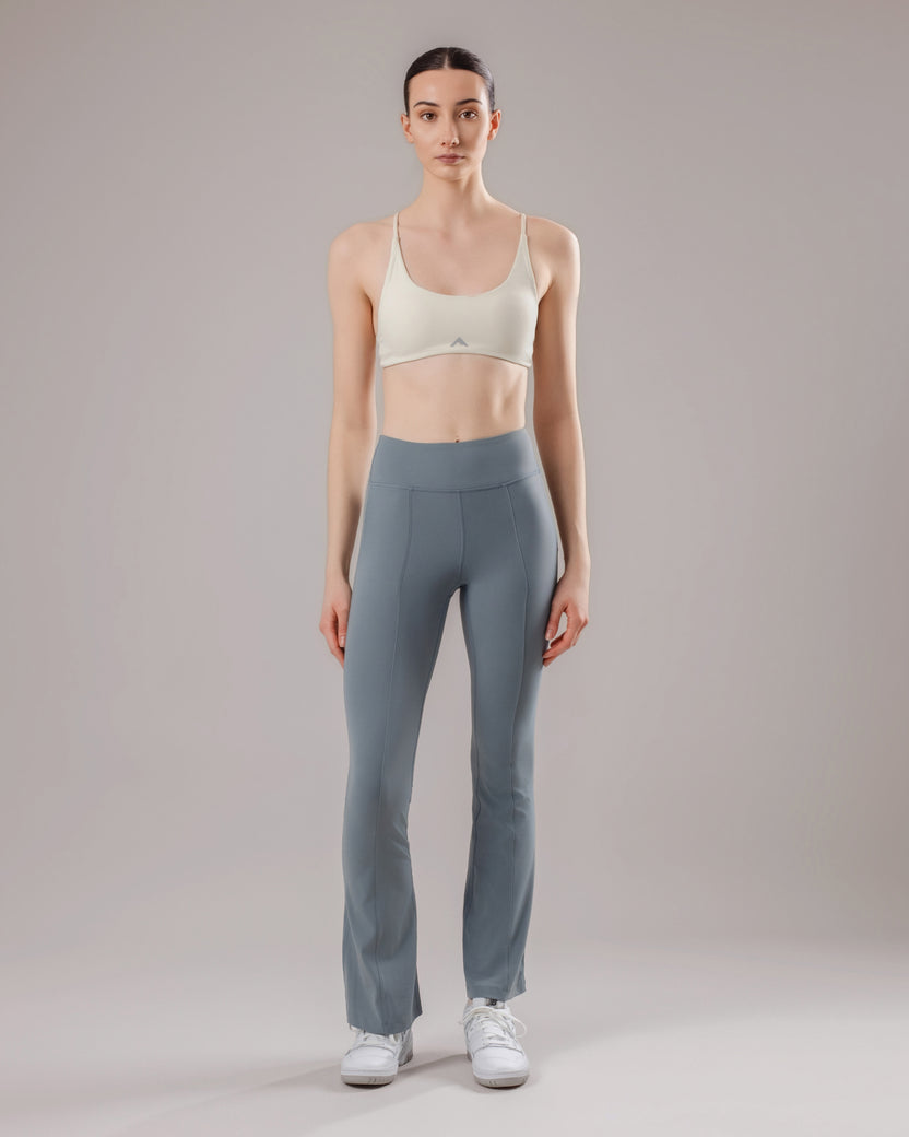 High-Waist Flared Pocket Leggings - Powder Blue