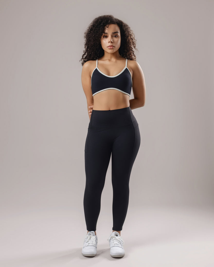 High-Waist Pocket Leggings - Black