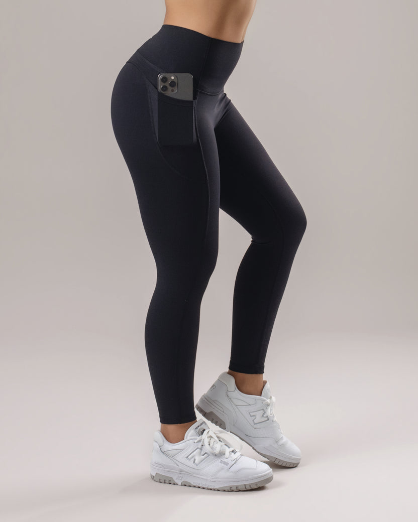 High-Waist Pocket Leggings - Black