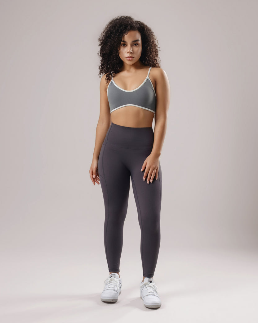 High-Waist Pocket Leggings - Charcoal