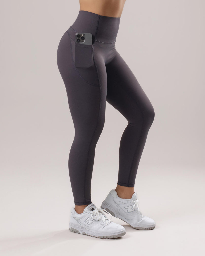 High-Waist Pocket Leggings - Charcoal