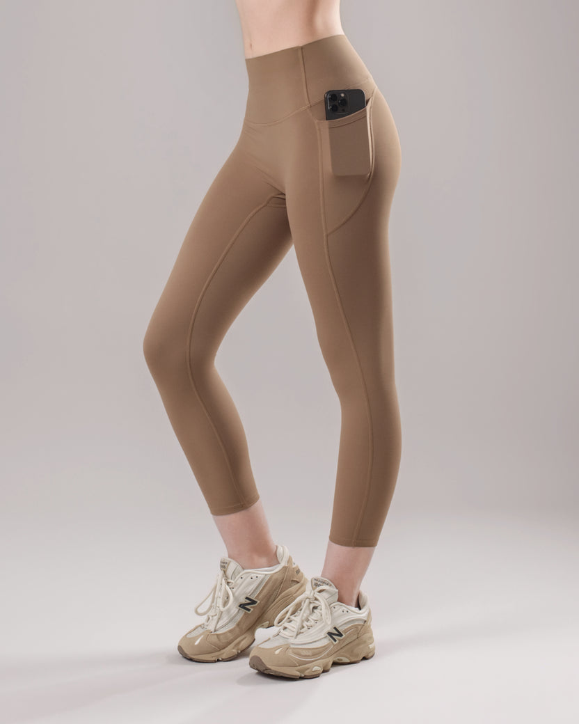 High-Waist Pocket Leggings - Cocoa