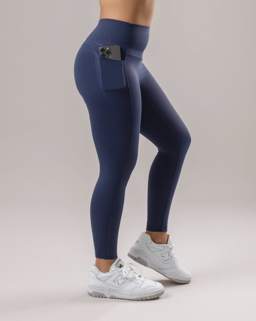 High-Waist Pocket Leggings - Navy
