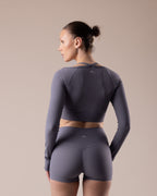 Ribbed Seamless Long Sleeve Top - Graphite
