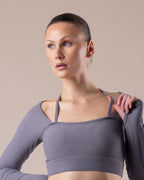 Ribbed Seamless Long Sleeve Top - Graphite