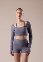 Ribbed Seamless Long Sleeve Top - Graphite