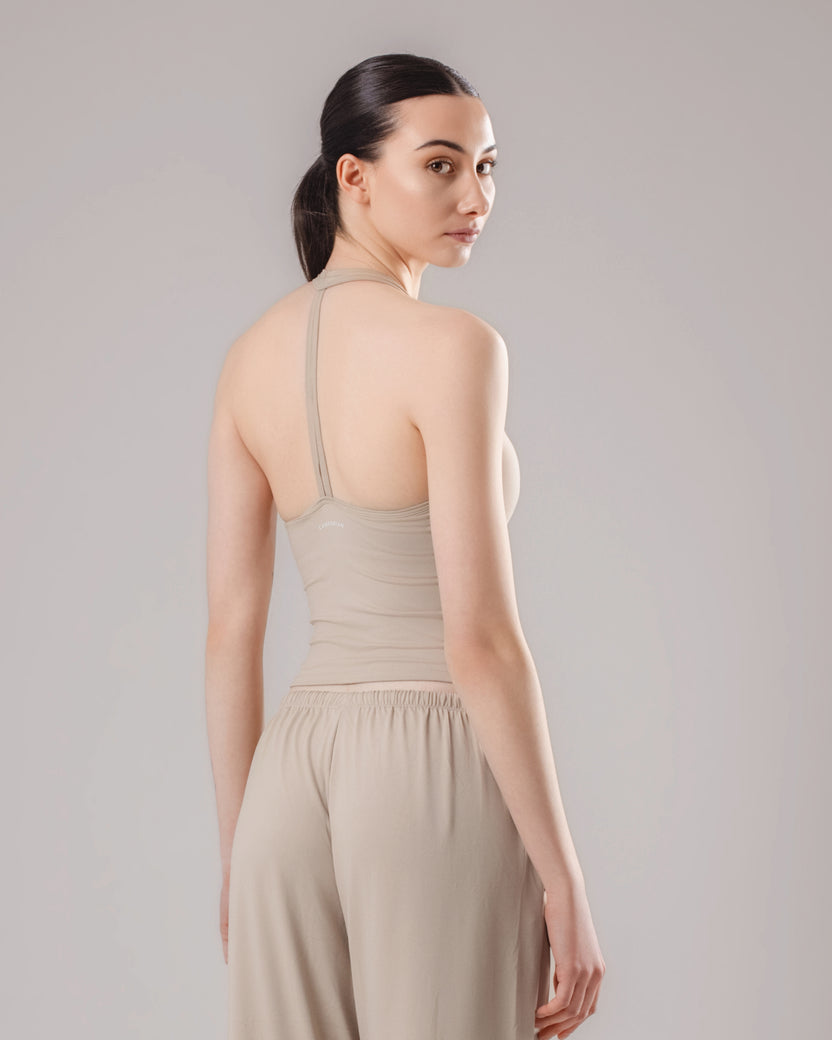 Soft Lounge Halter Tank Top - Oat