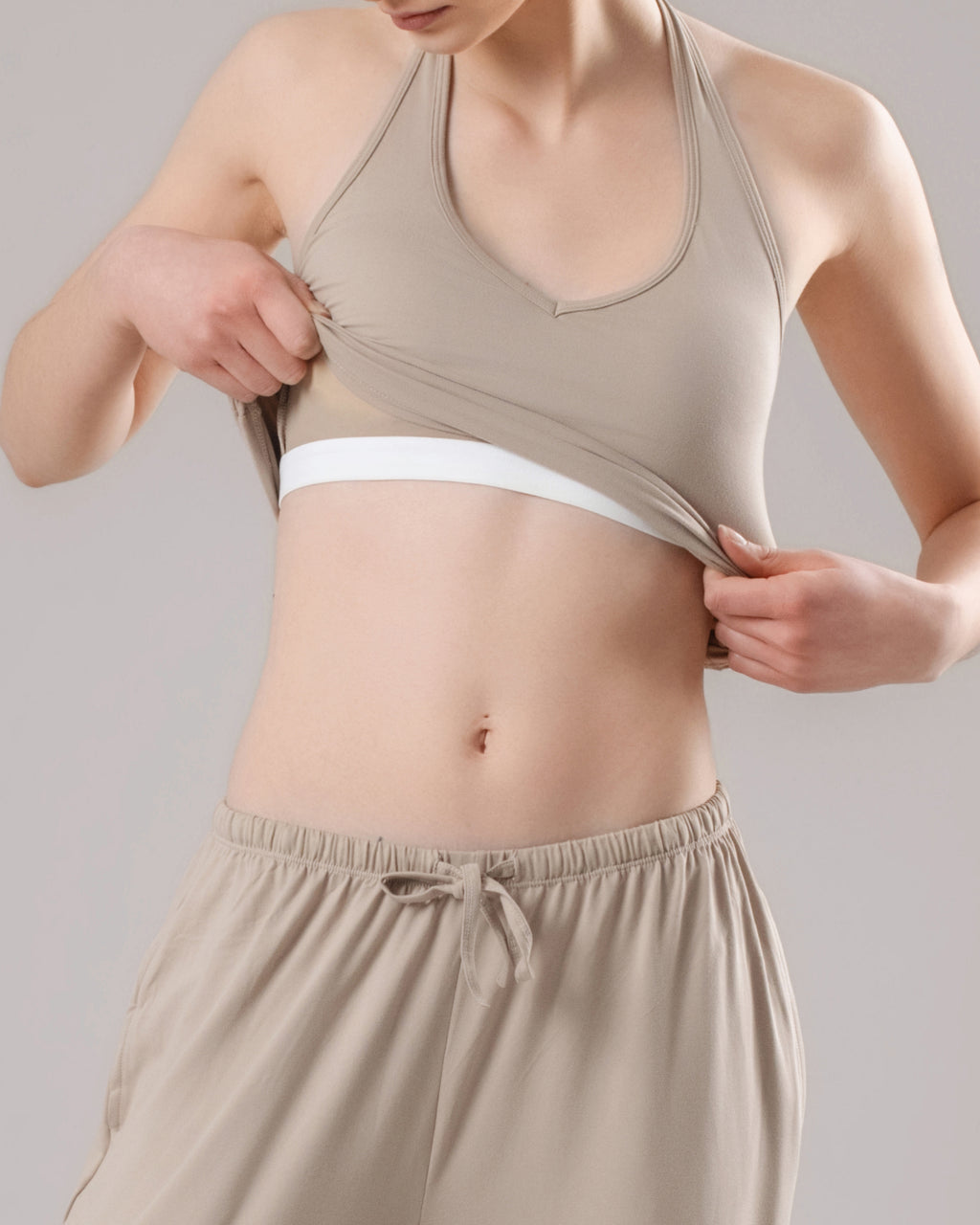 Soft Lounge Halter Tank Top - Oat