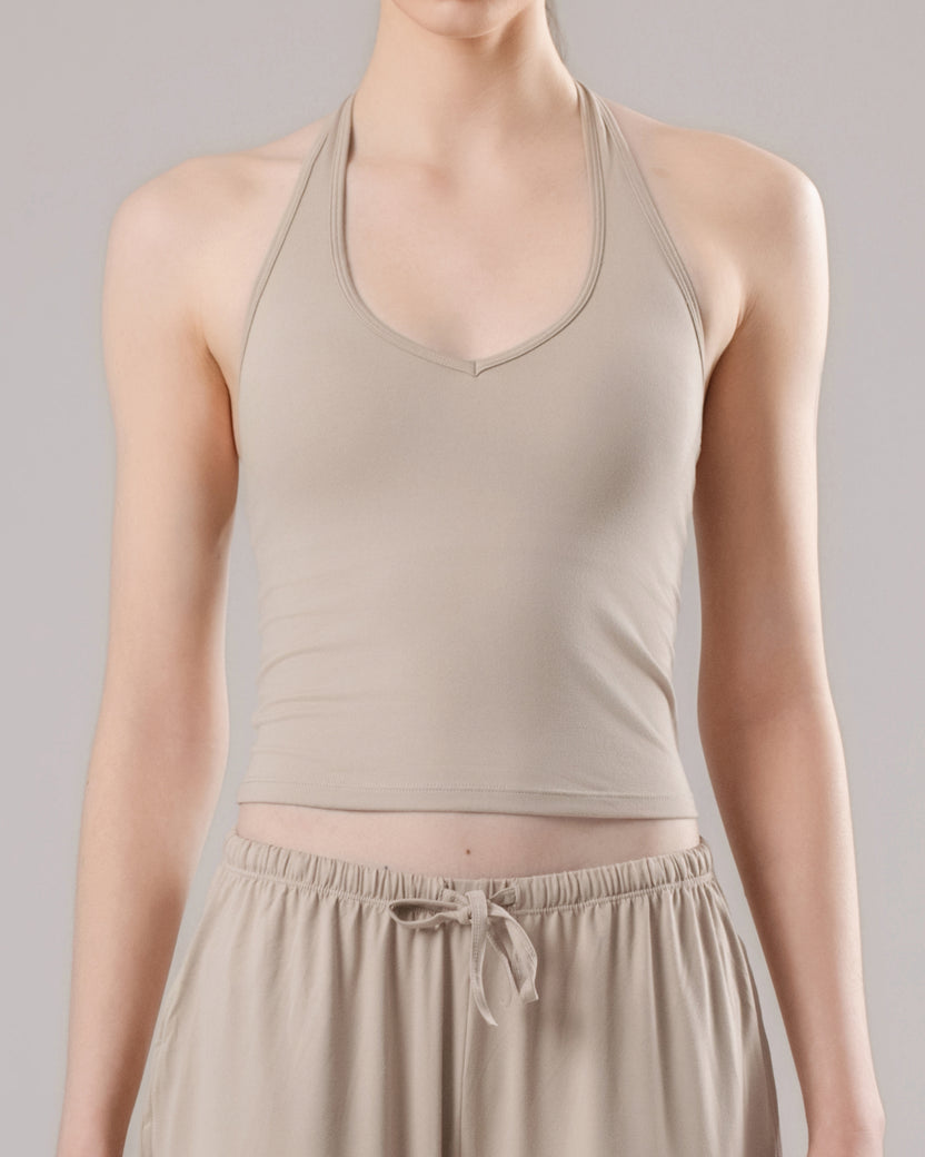 Soft Lounge Halter Tank Top - Oat