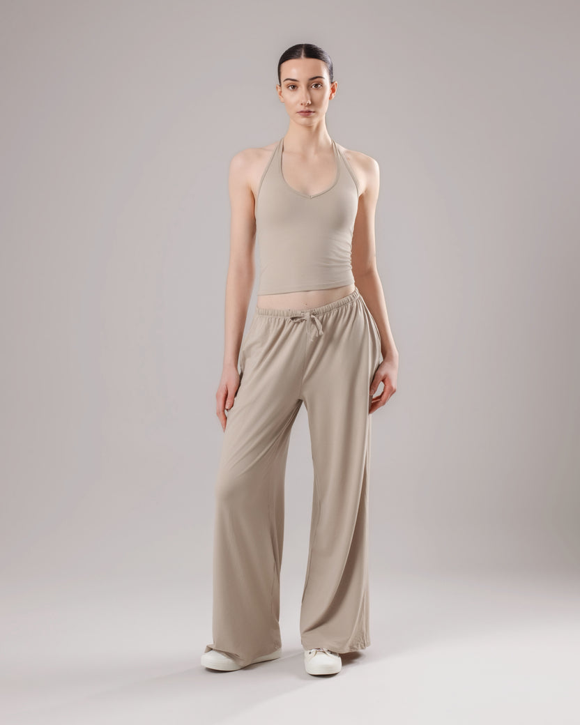 Soft Lounge Halter Tank Top - Oat