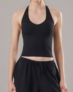 Soft Lounge Halter Tank Top - Black