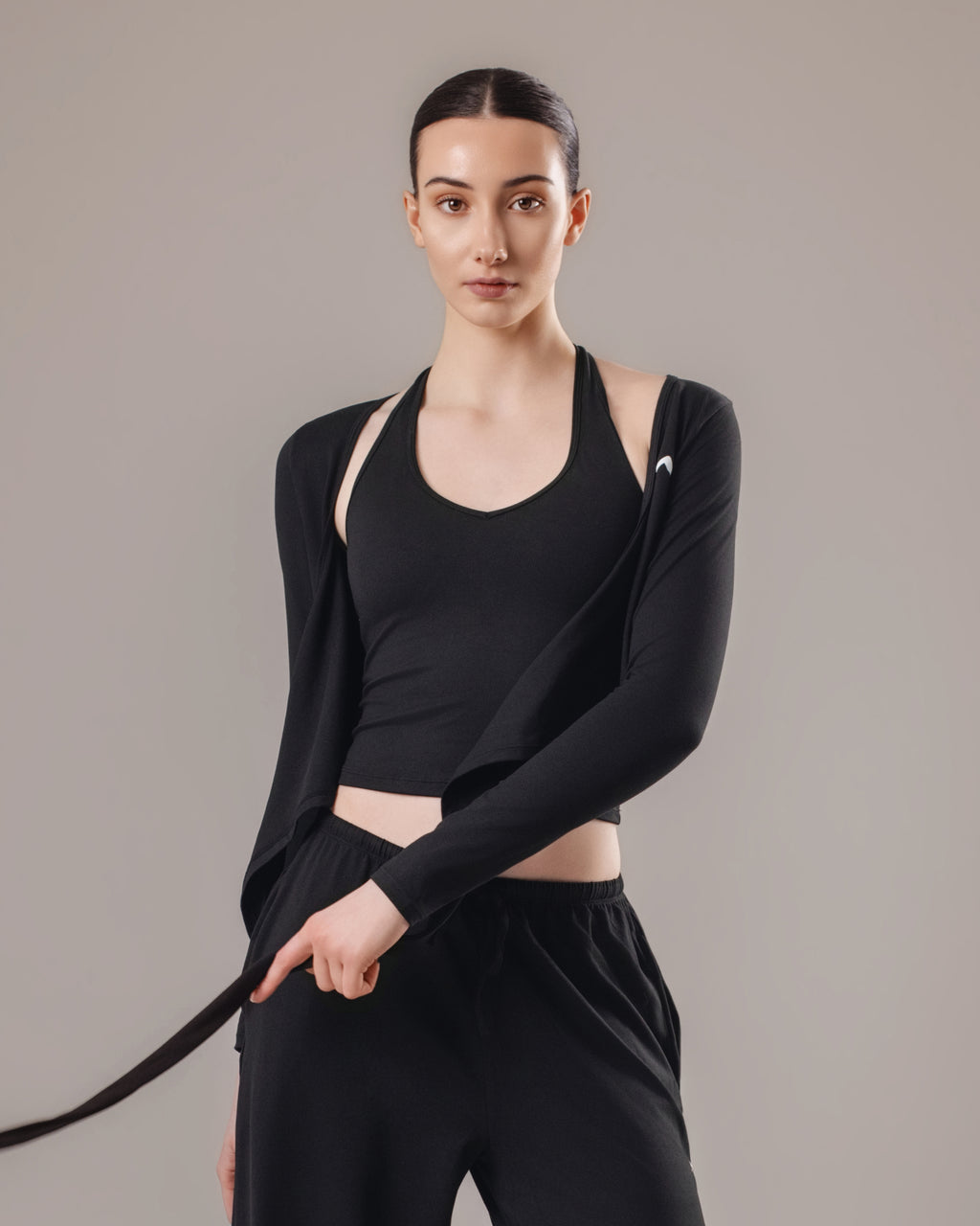 Soft Lounge Wrap Top - Black