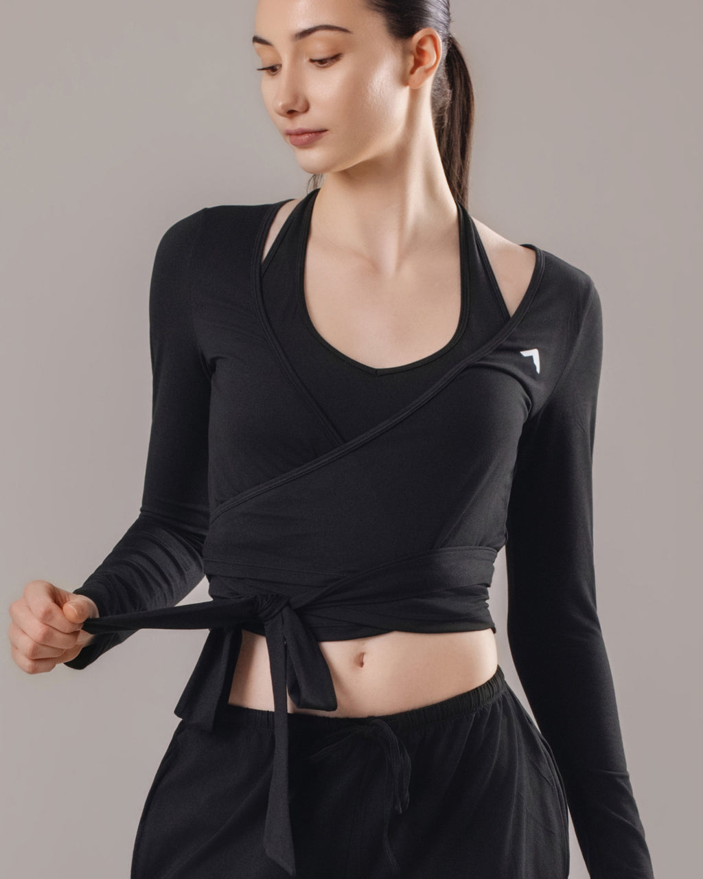 Soft Lounge Wrap Top - Black