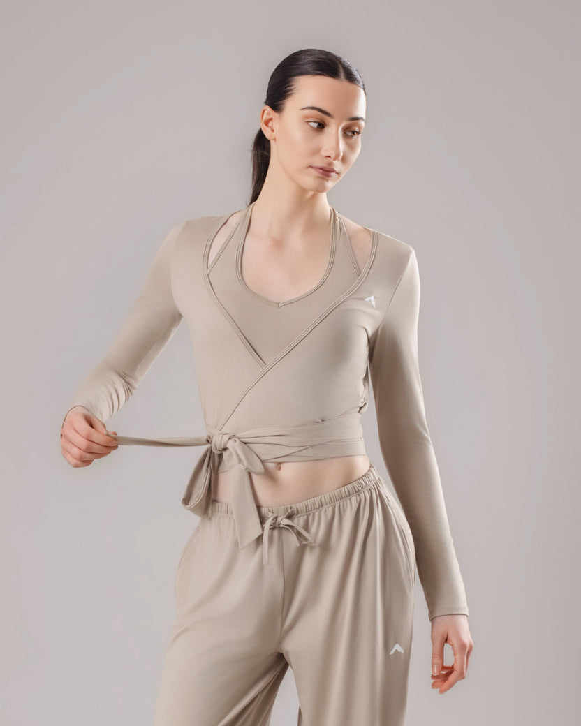 Soft Lounge Wrap Top - Oat