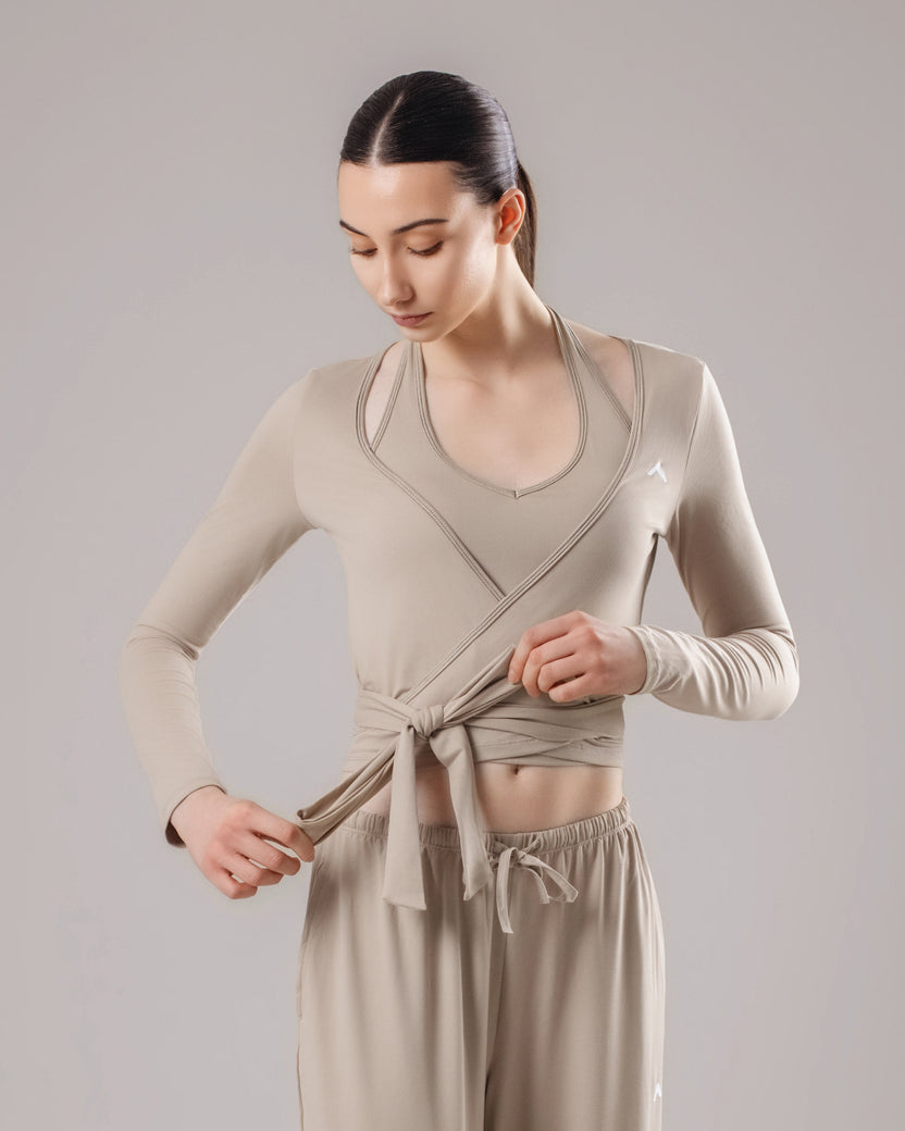 Soft Lounge Wrap Top - Oat