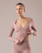 Velora Long Sleeve Top - Taupe