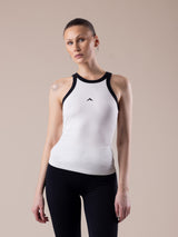 Contrast Rib Tank - White