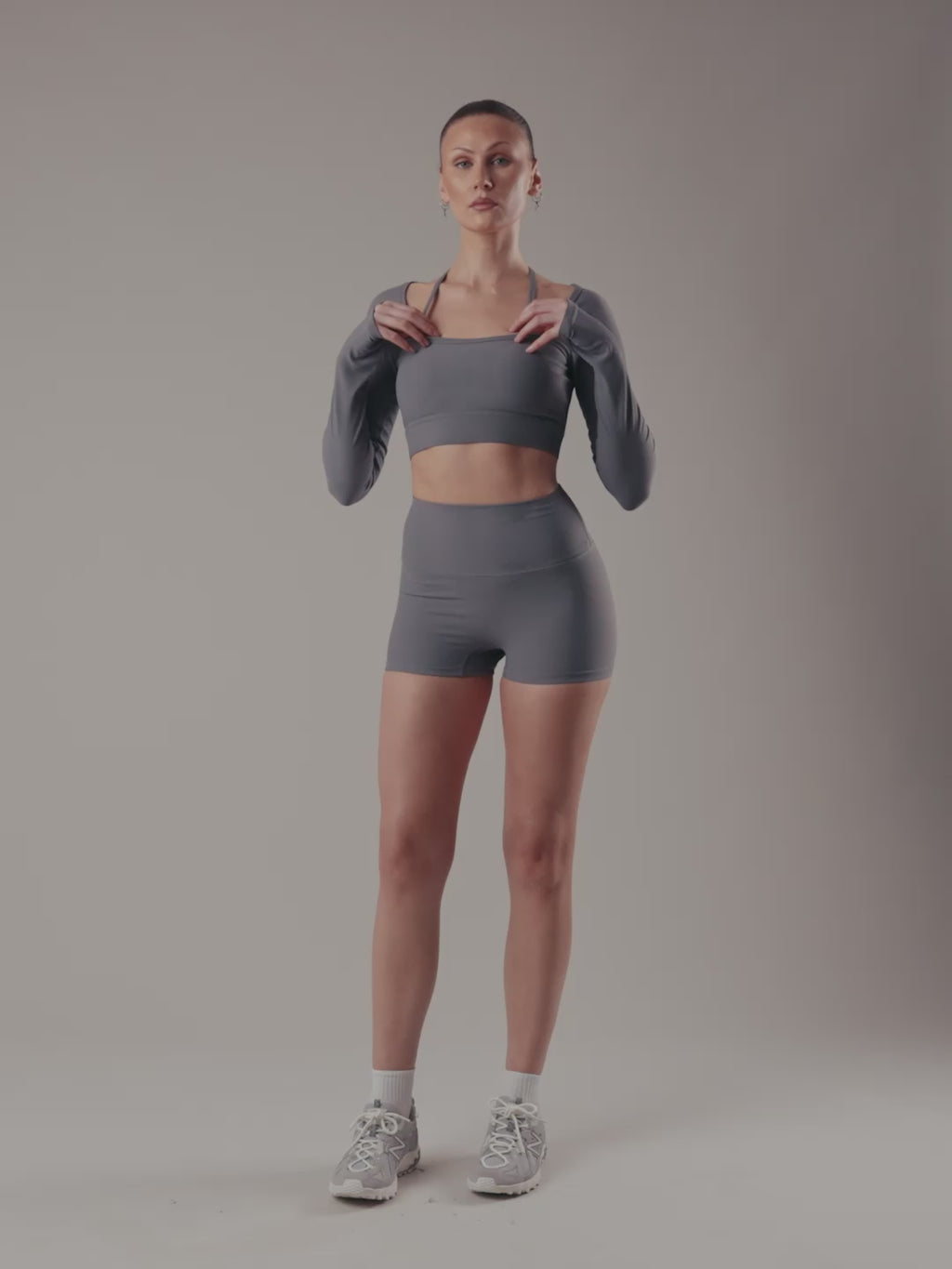 Ribbed Seamless Long Sleeve Top - Graphite